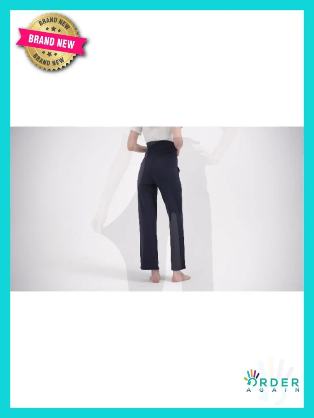 Wide Leg Maternity Pants Over Belly Work Casual Trousers with Pockets - Picture 6 of 6